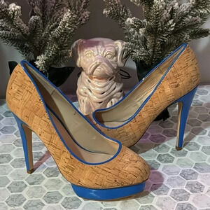 Dolce Vita Cork and Blue Pump: Size 6. Material Inspires a Unique Look.
